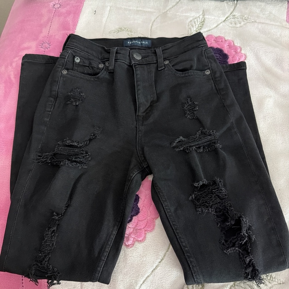 Aeropostale Black Distressed mom Jeans